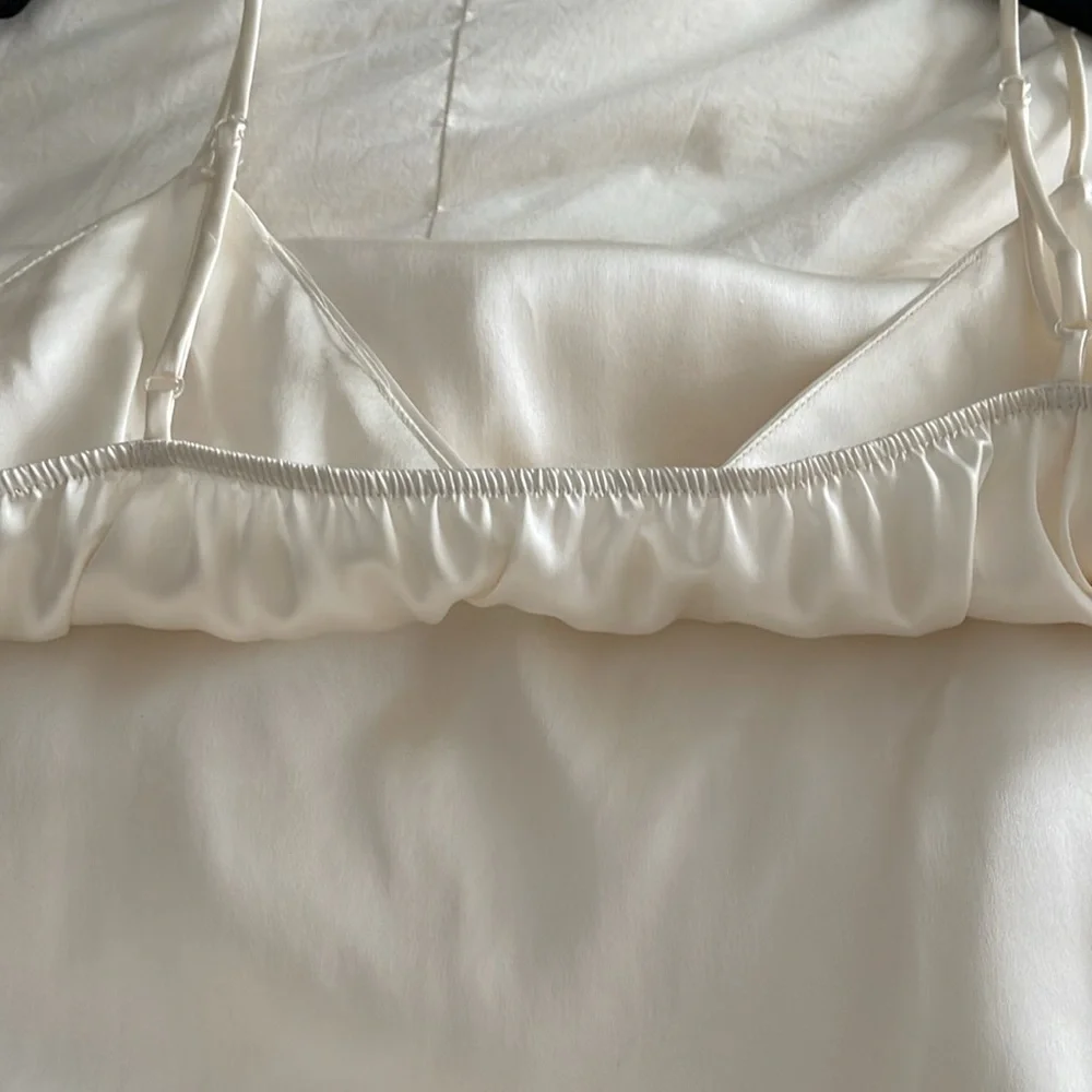 Elegant Cream Silky Slip Dress
